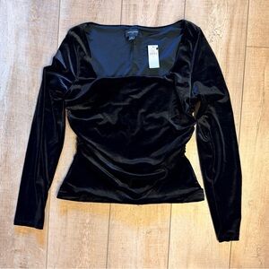 Black Velvet Long-Sleeve Square Neck Top NEW with tags Size Medium